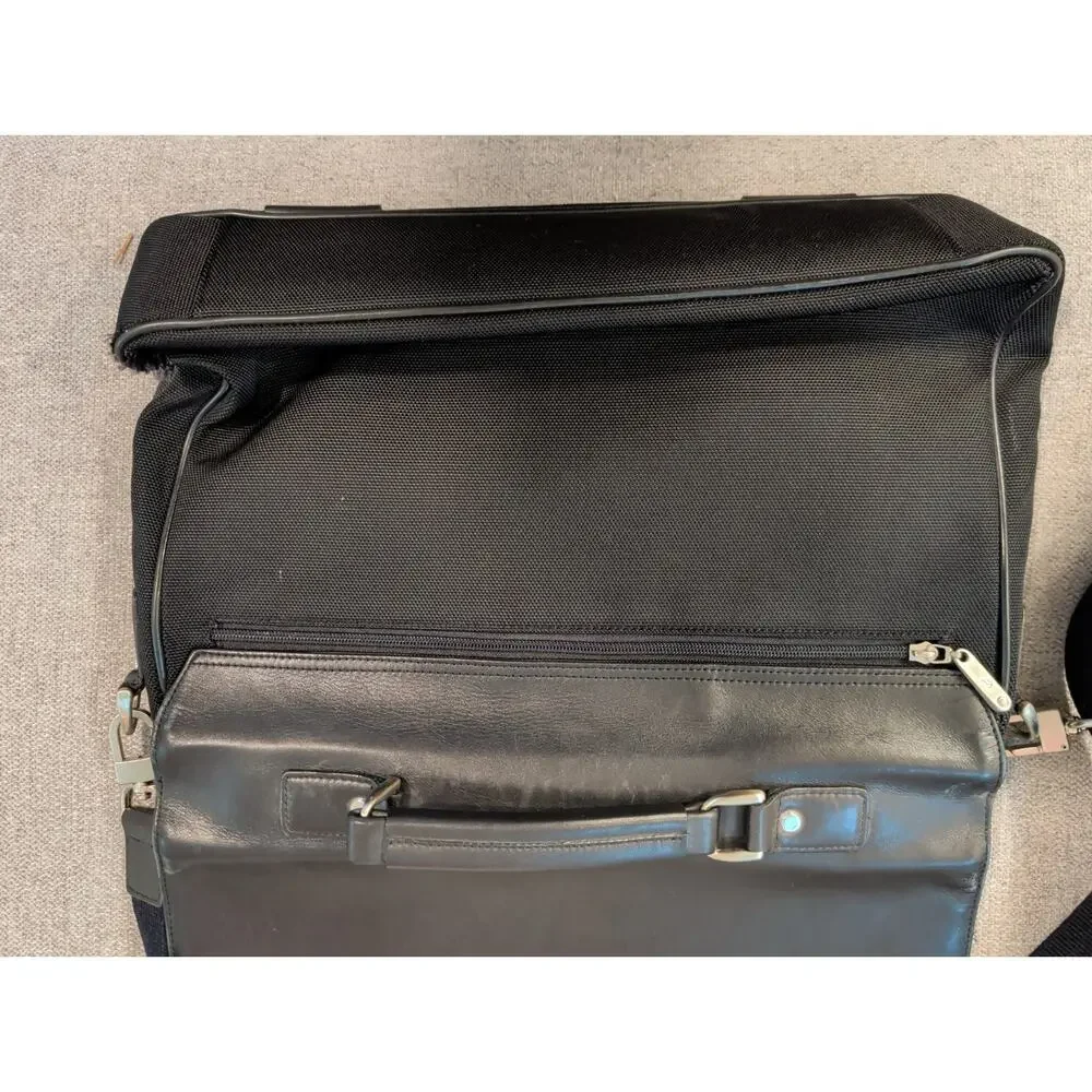 Vintage Porland Ballistic Nylon Briefcase Black Leather Flap Messenger Laptop...